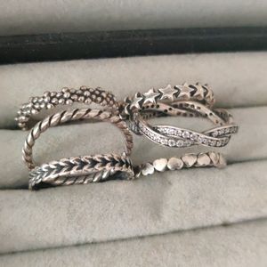 6 silver rings s925